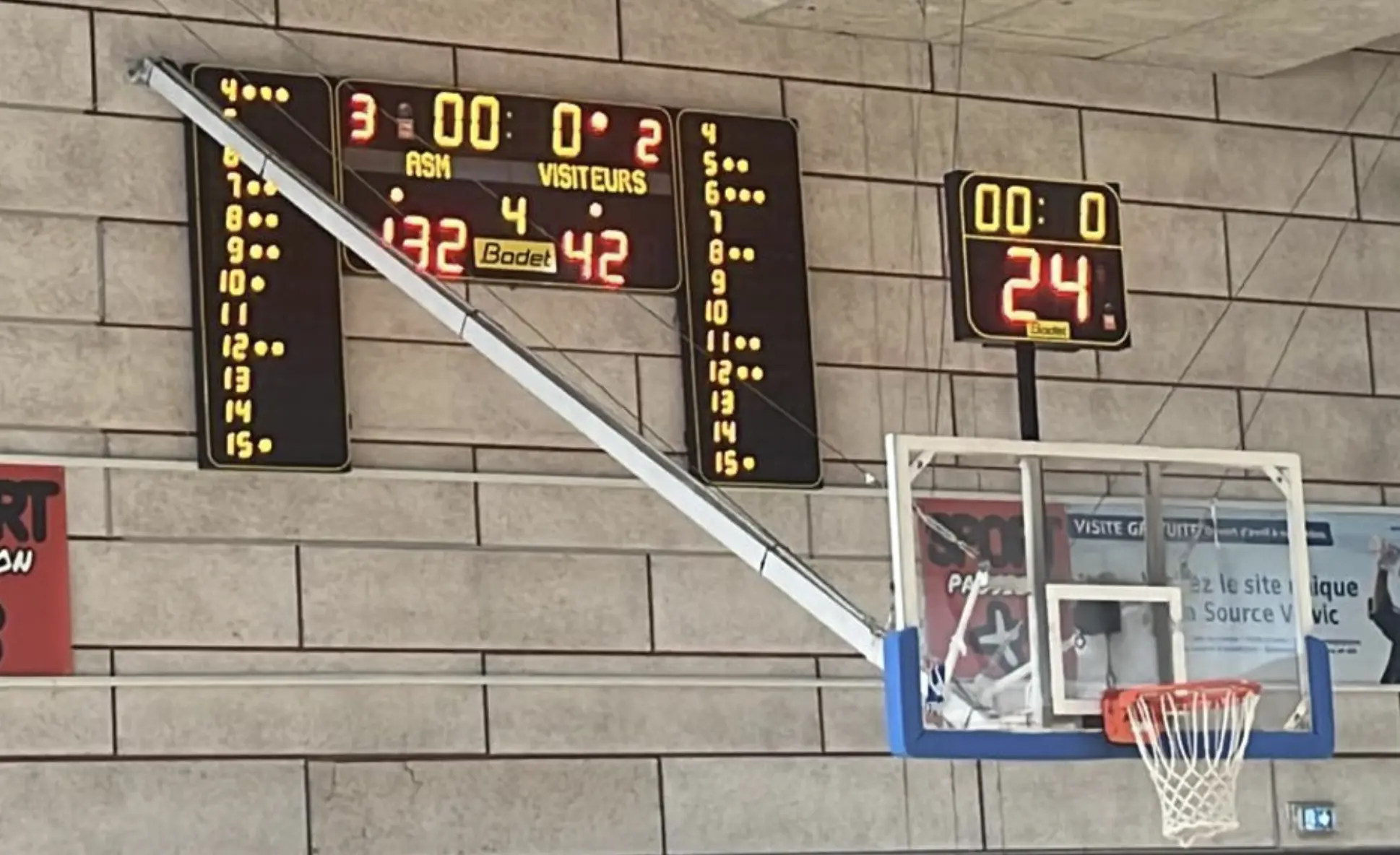 Affichage du score ASM 132 - 42 Gerzat Basket 