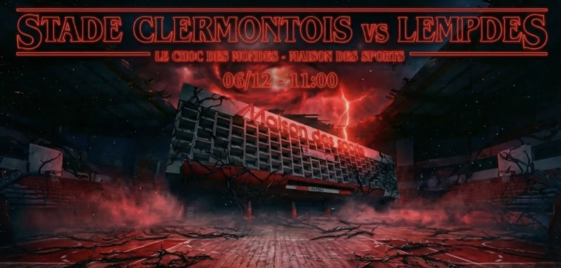 Affiche SCBA vs Lempdes façon Stranger Things