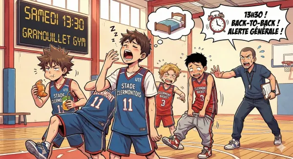 Image manga de joueurs de basket finissant leur déjeuner et préparation